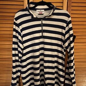 Stone Island x Supreme - blue and white striped quarter zip